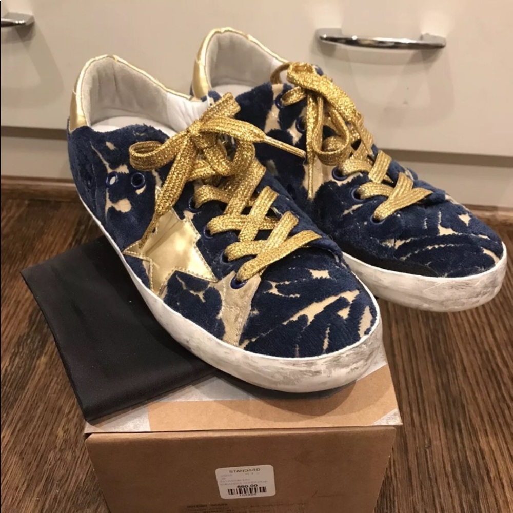 Golden Goose Gold and Blue Sneaker 6
